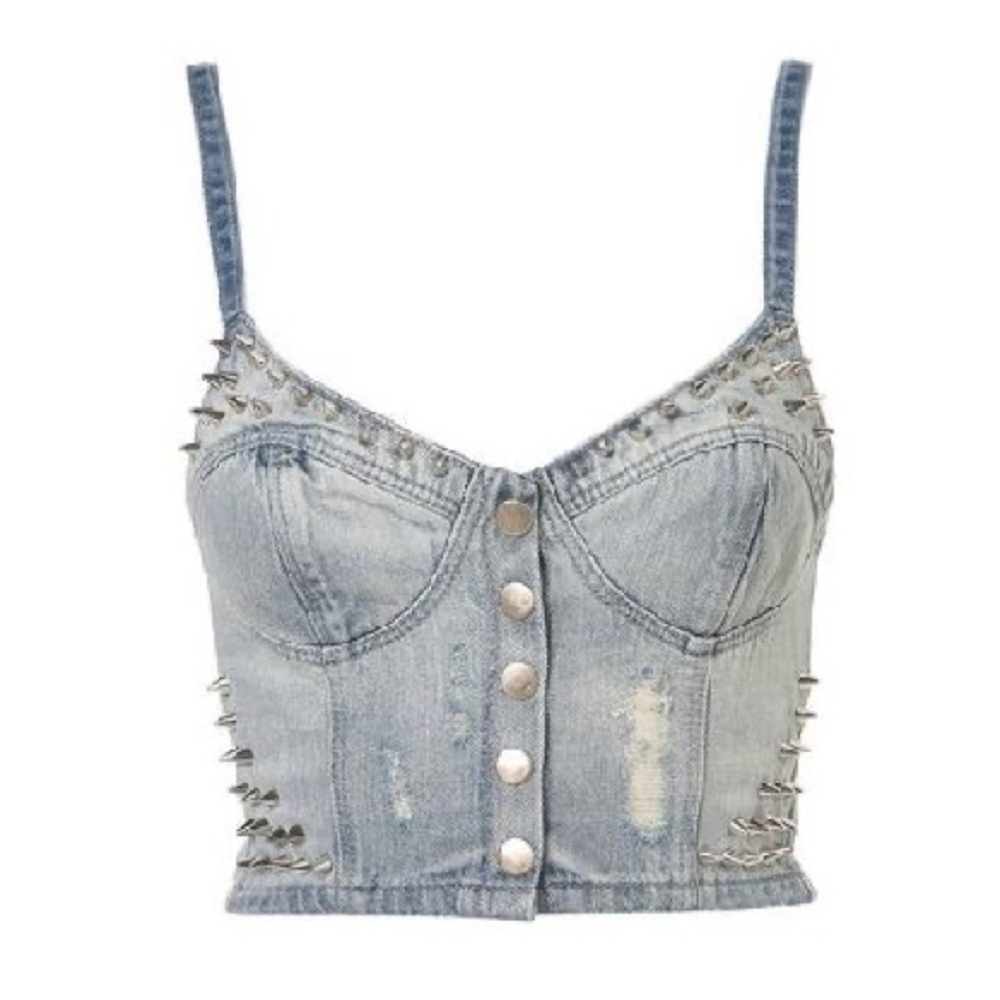 Topshop Moto studded denim corset